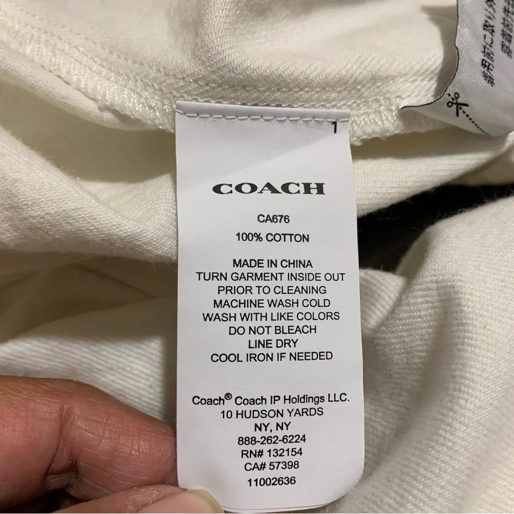 COACH White Denim Shirt Dress With Gold Buttons 100% Cotton Size Small